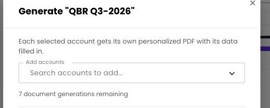 Generate dialog with an account picker and remaining generations